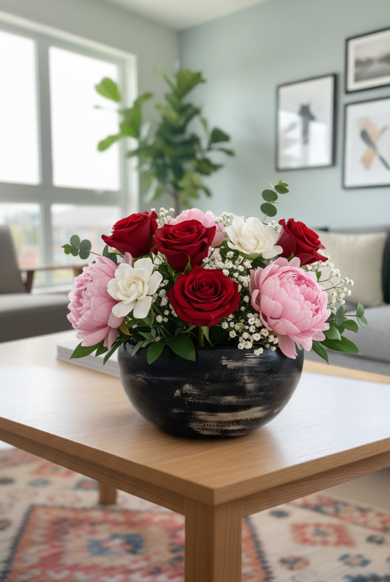 Vasija de plato en un ambiente elegante