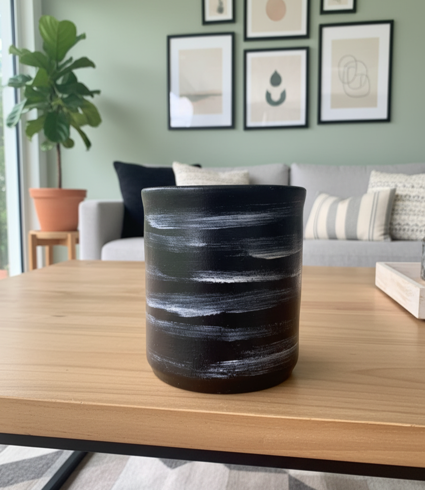 Vasija cilíndrica mediana de diseño